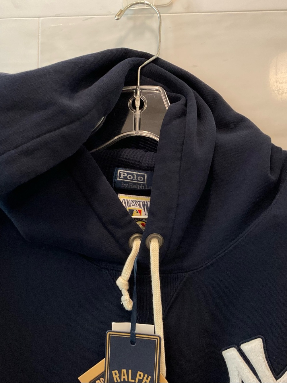 POLO Ralph Lauren Navy Blue NEW YORK YANKEES Logo Hoodie Sweatshirt 3XL T62 - Picture 2 of 16